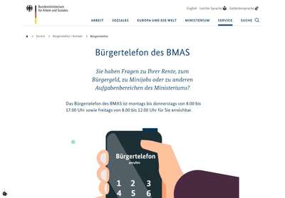 Brgertelefon des Bundesministeriums fr Arbeit und Soziales